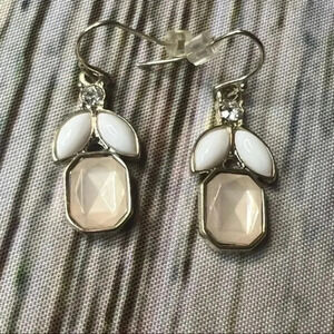 Light Pink and White Drop Earrings